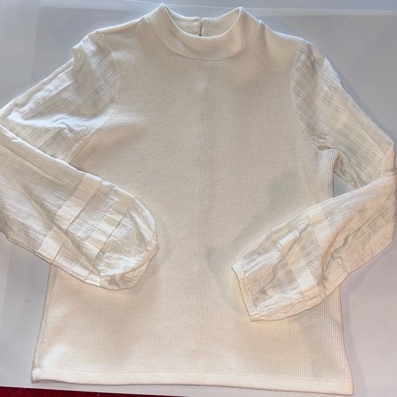 Madewell Weave Mix Mock Neck With Bubble Sleeve Size Small - Picture 5 of 11